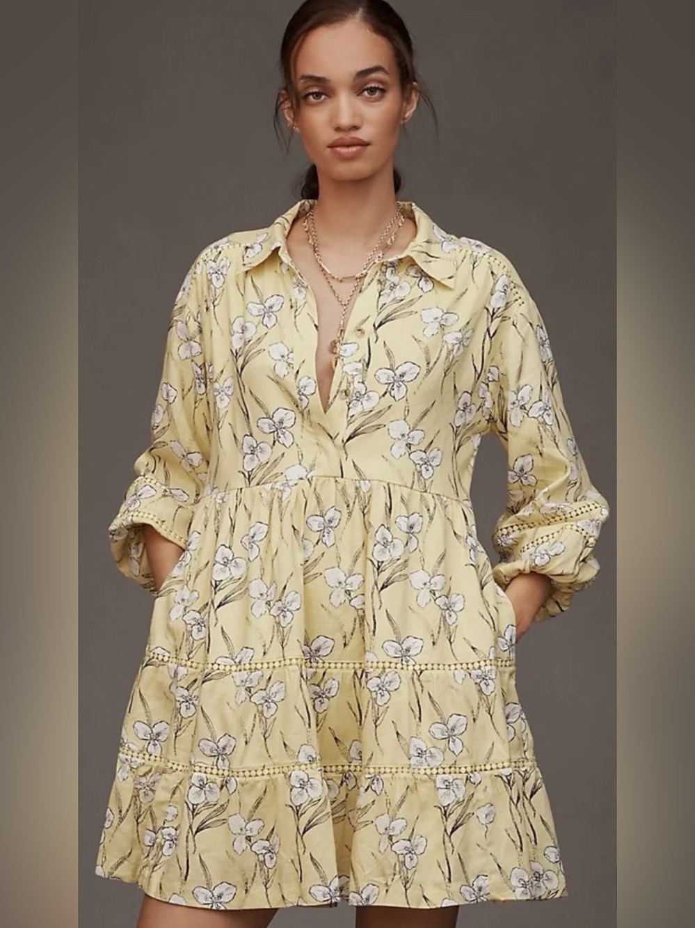Bettina tiered mini shirt dress by Maeve
